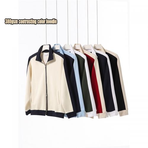 custom  plain unisex 380gsm two tone zip hoodies tracksuits        