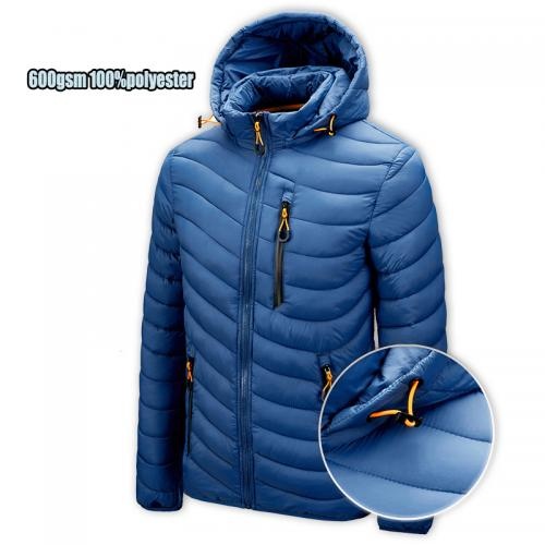 Wholesale Thicken Full Zip Up Custom 600gsm 100%polyester Winter Plain Puffer Jackets for Men        