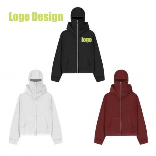 Ninja personality street factory custom long sleeved cardigan men double hooded hoodie        
