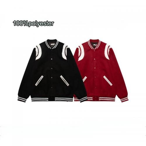 Custom Factory Red Color Blocking Design Harajuku Men American Baseball Jackets        