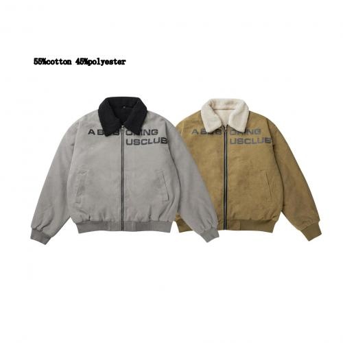 Fashion Brand Serial  Fleece Retro Winter Lamb Fur Collar Detroit Custom Baseball Jacket Men        